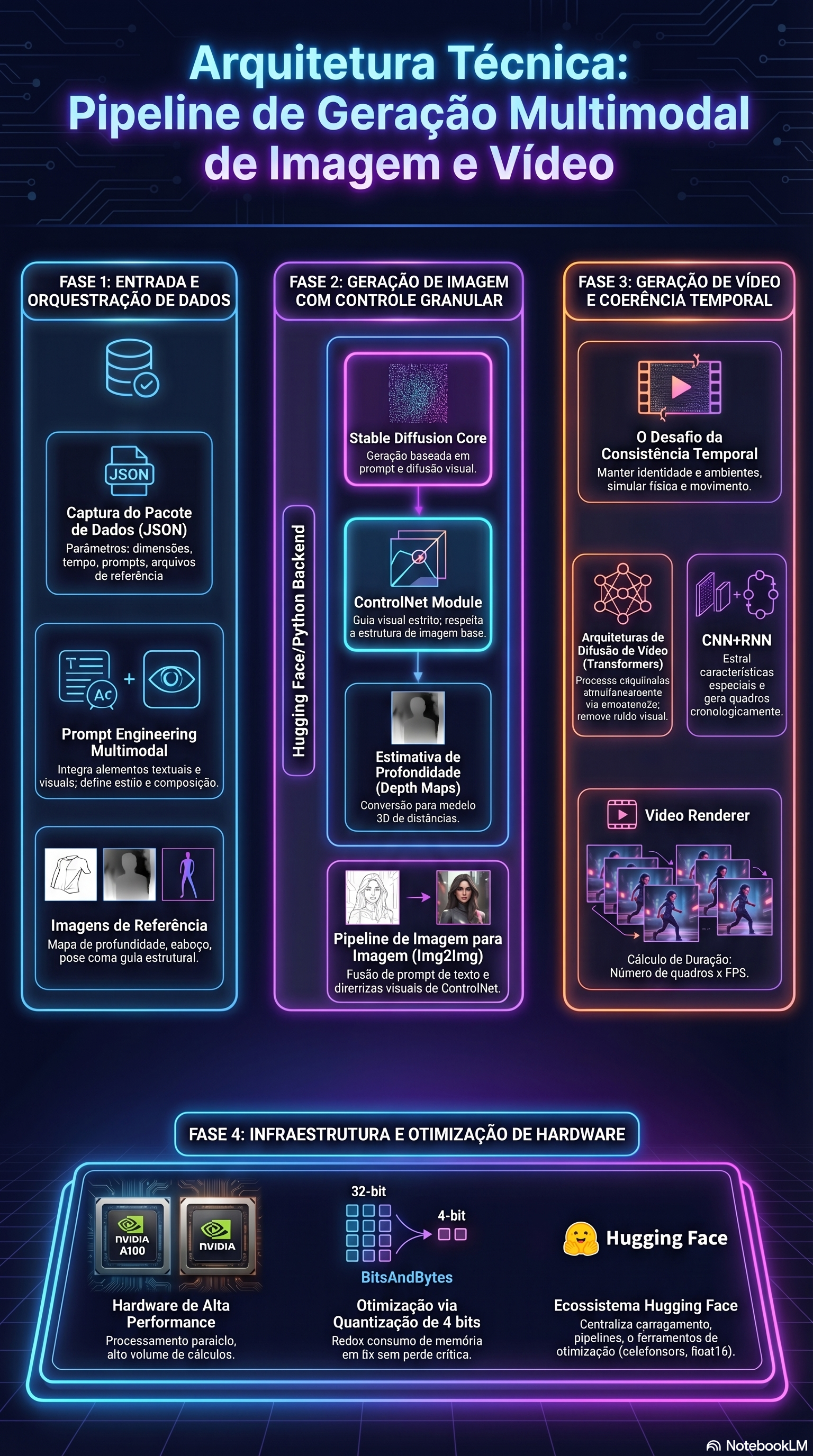 Technical multimodal generation pipeline diagram